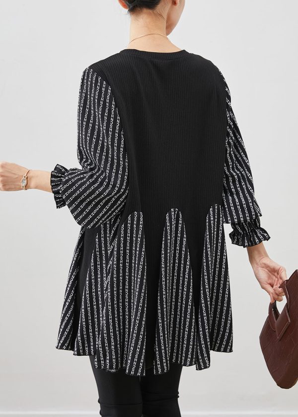 French Letter Print Exra Large Hem Cotton Dress Fall For Cheap - Image 4