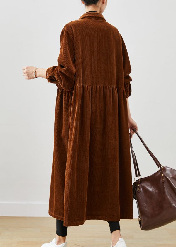 Art Brown Oversized Corduroy Trench Coats Spring Supply - Image 2