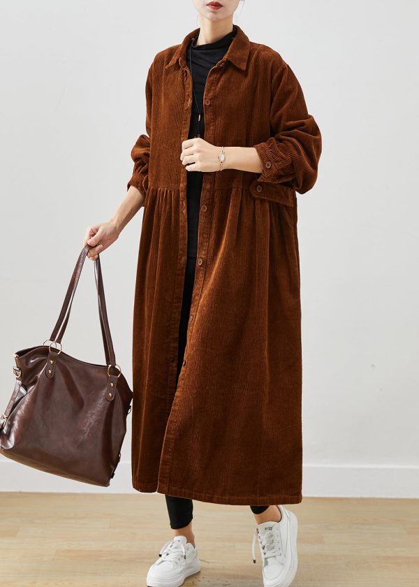 Art Brown Oversized Corduroy Trench Coats Spring Supply - Image 4