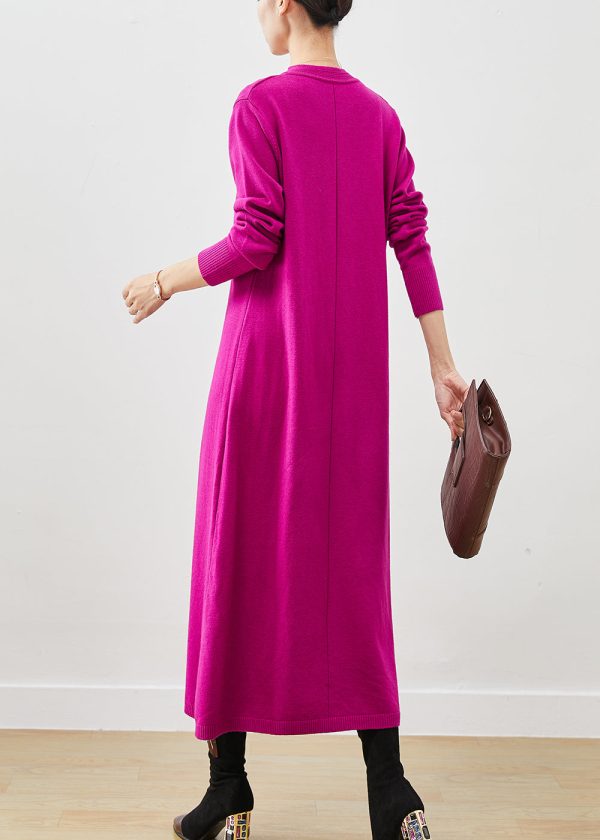 Fine Rose Oversized Free Scarf Wool Knit Sweater Dress Winter Discount - Image 4