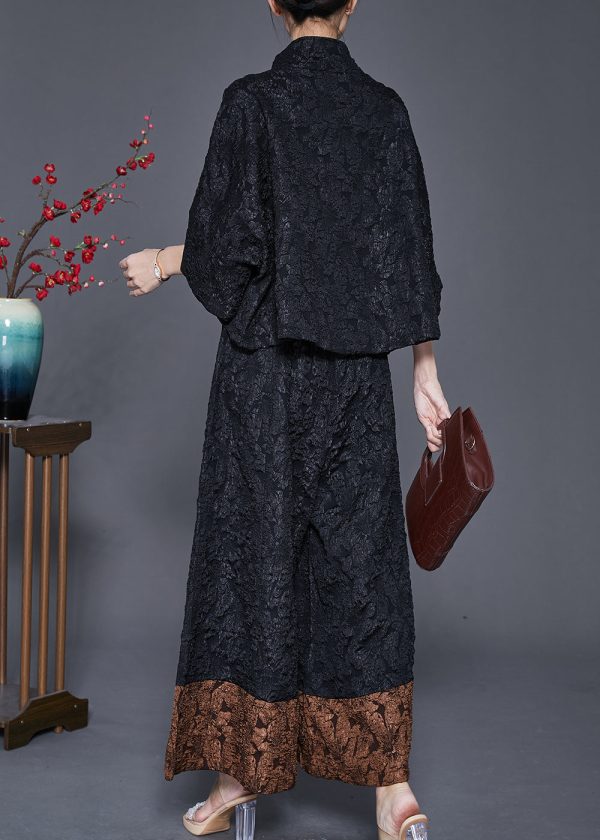 Bohemian Black Oversized Patchwork Spandex Two Piece Set Outfits Spring Online Hot Sale - Image 4