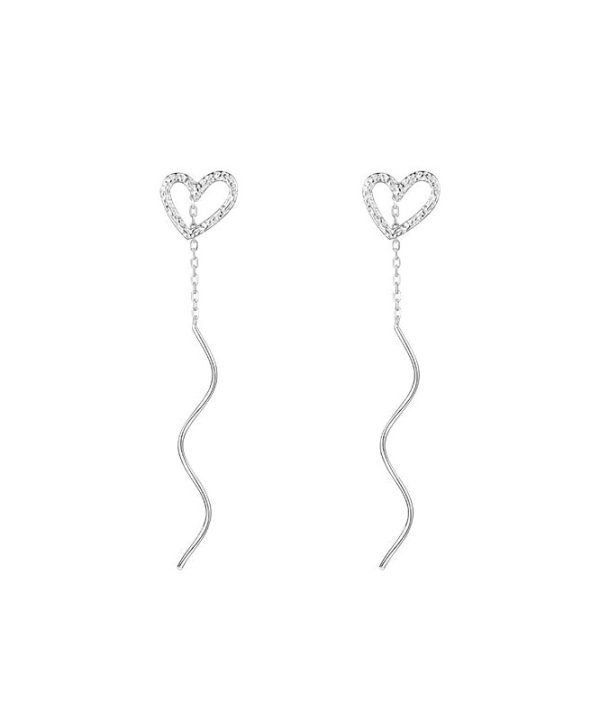 Art Silk Sterling Silver Zircon Love Wave Drop Earrings Supply - Image 5