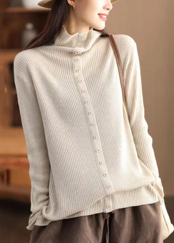 Original Design Grey Hign Neck Warm Woolen Sweater Fall Online now - Image 2