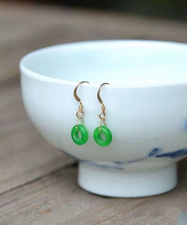 Vintage Green ade Ping Buckle Drop Earrings Fashion