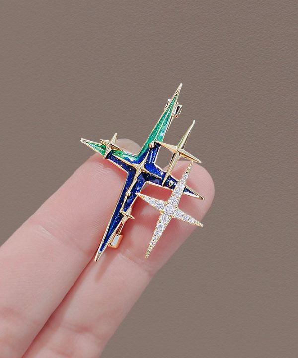 Unique Colorblock Alloy Zircon Painting Oil Star Brooches Discount - Image 2