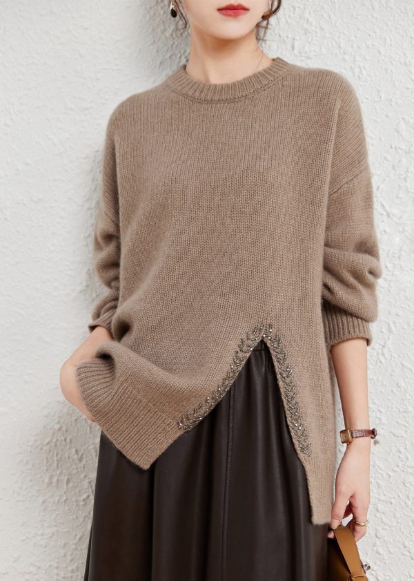 Boutique Purple O Neck Thick Asymmetrical Woolen Sweaters Winter Cheap - Image 2