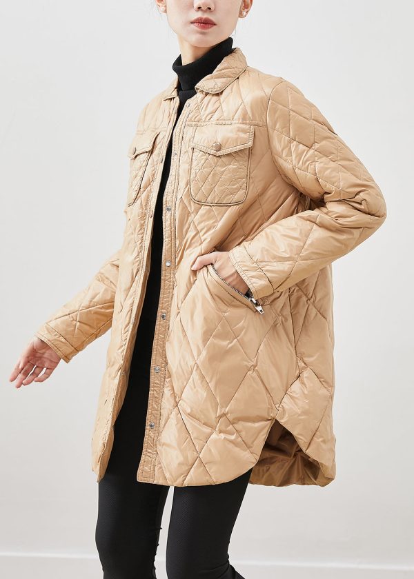 Khaki Duck Down Canada Goose Jacket Peter Pan Collar Winter Online Sale - Image 3