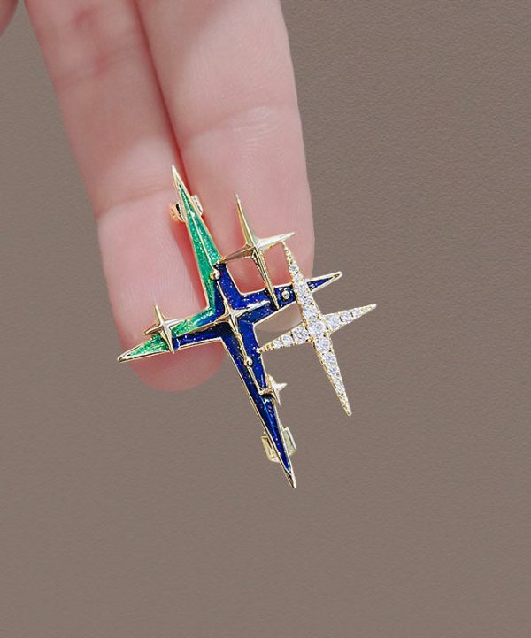 Unique Colorblock Alloy Zircon Painting Oil Star Brooches Discount - Image 3