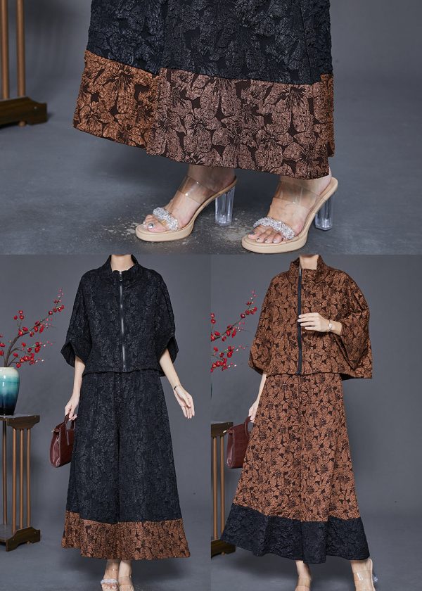 Bohemian Black Oversized Patchwork Spandex Two Piece Set Outfits Spring Online Hot Sale - Image 5