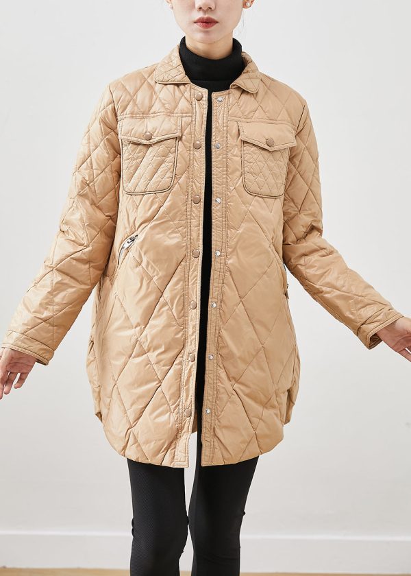 Khaki Duck Down Canada Goose Jacket Peter Pan Collar Winter Online Sale - Image 2