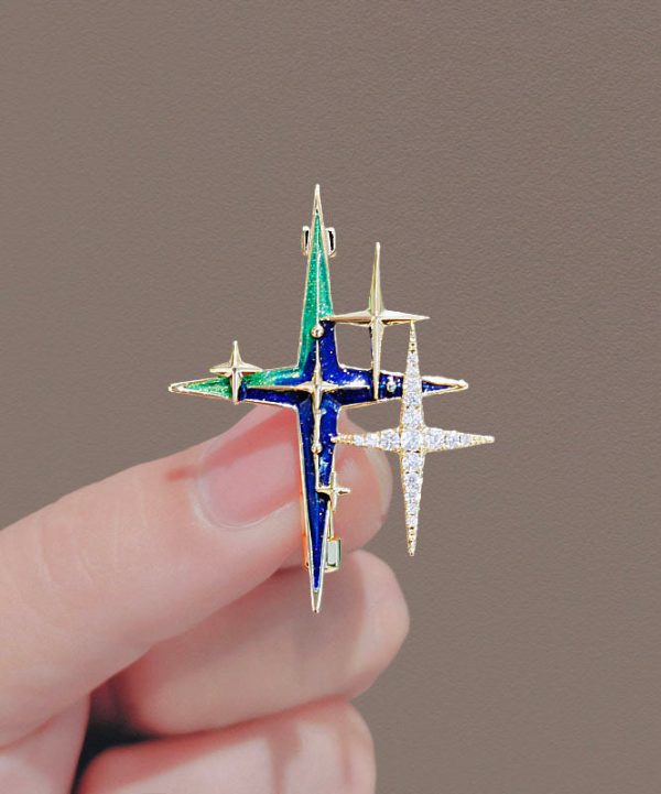 Unique Colorblock Alloy Zircon Painting Oil Star Brooches Discount