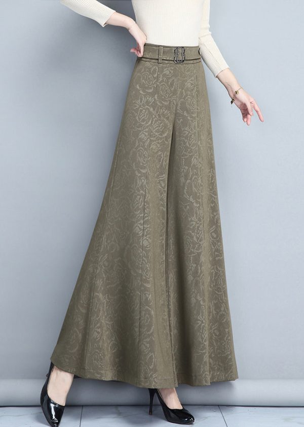 Bohemian Khaki Print High Waist Wide Leg Pants Cheap - Image 2